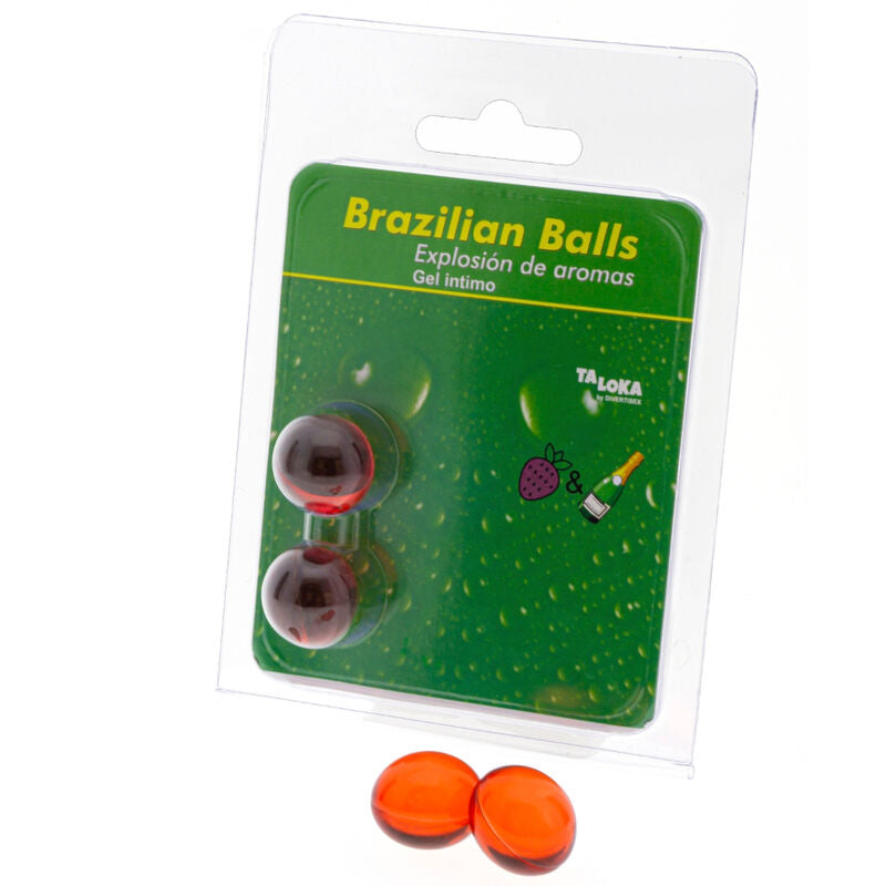 TALOKA - 2 BOULES BRÉSILIENNES GEL INTIME FRAISES & CHAMPAGNE TALOKA