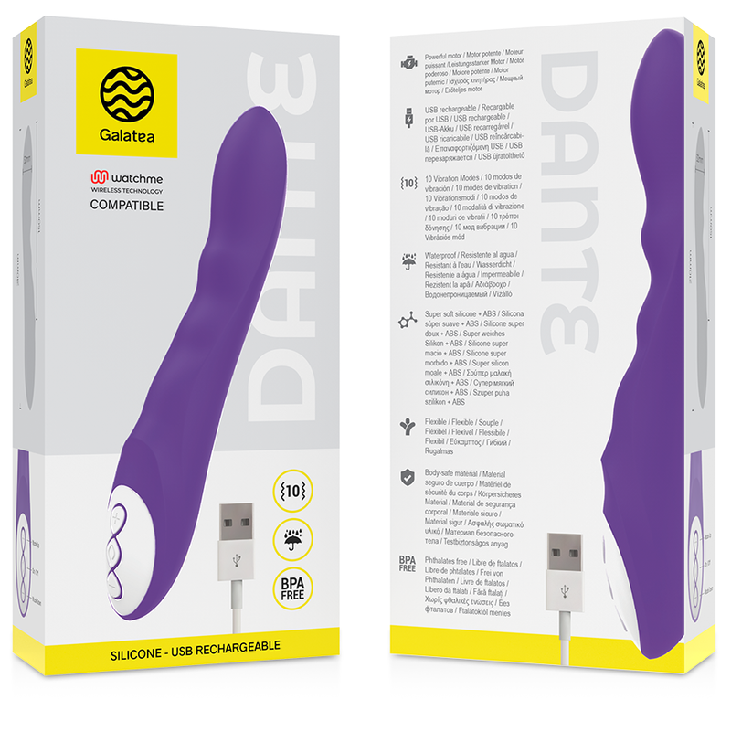 GALATEA - VIBRATEUR DANTE LILAS COMPATIBLE AVEC LA TECHNOLOGIE SANS FIL WATCHME GALATEA