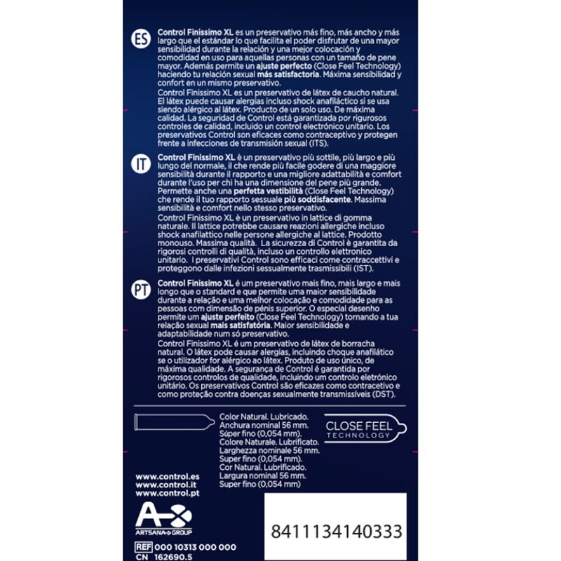 CONTROL - PRÉSERVATIFS FINISSIMO XL 12 UNITÉS CONTROL CONDOMS