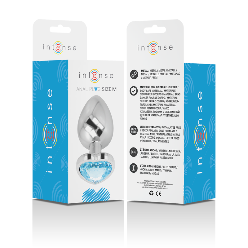 INTENSE - PLUG ANAL MÉTAL ALUMINIUM COEUR BLEU TAILLE M INTENSE ANAL TOYS