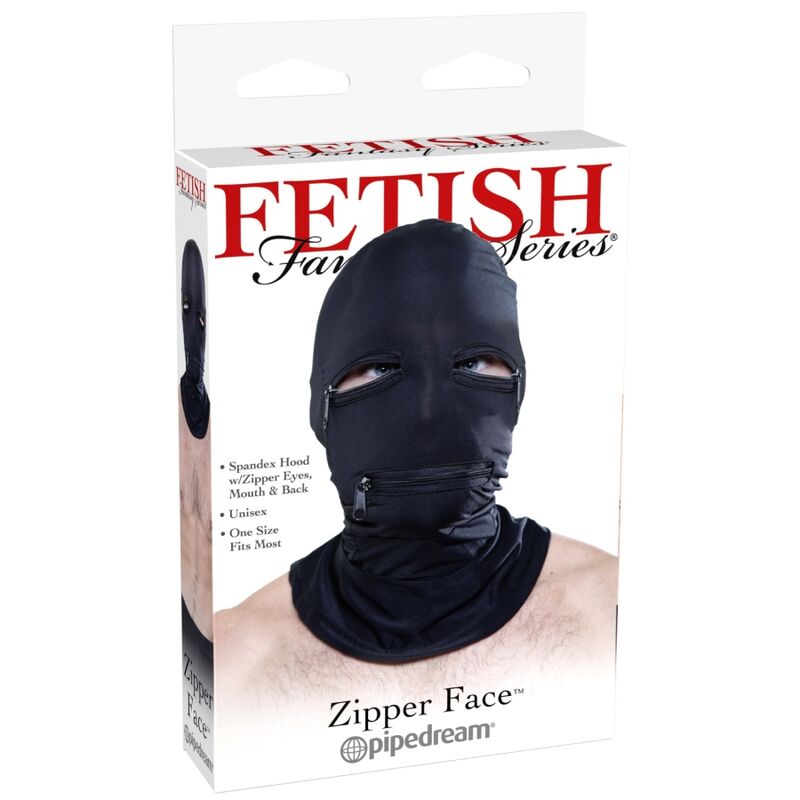 FETISH FANTASY SERIES - CAPUCHE AVEC FERMETURE ÉCLAIR NOIRE FETISH FANTASY SERIES