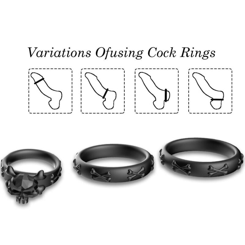 ARMONY - BAGUES CALAVERA SILICONE NOIR ARMONY FOR HIM