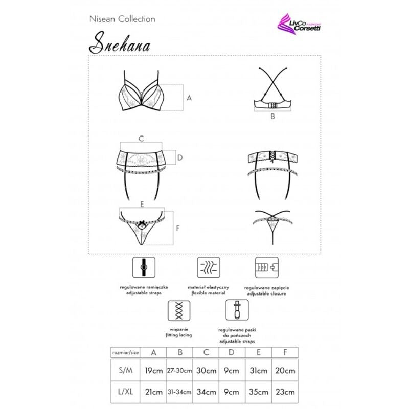 LIVCO CORSETTI FASHION - SNEHANA LC 90443 SOUTIEN-GORGE + JARRETIÈRE + CULOTTE NOIR L/XL LIVCO CORSETTI SETS