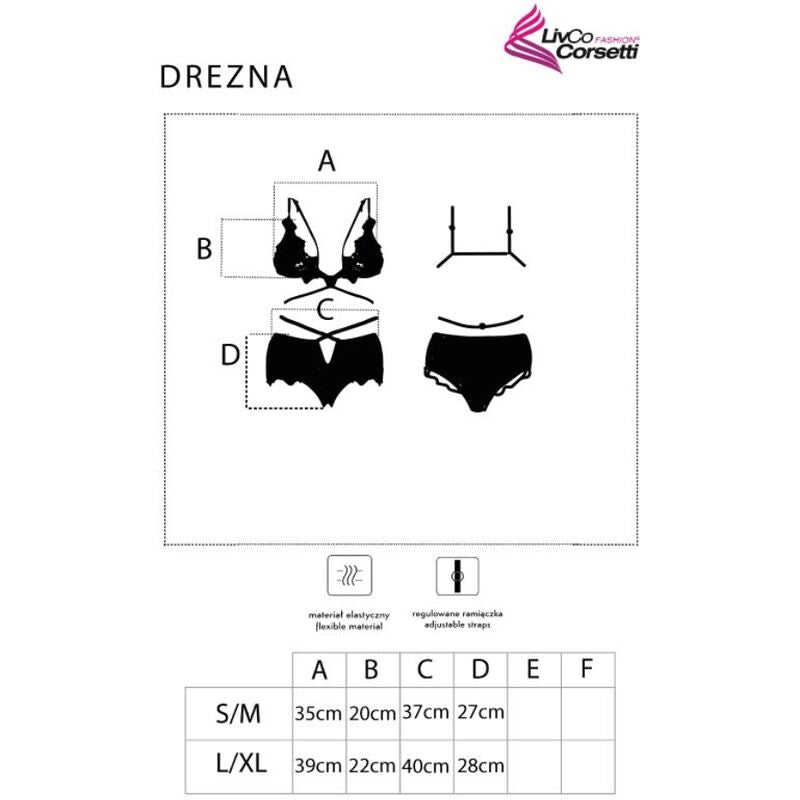 LIVCO CORSETTI FASHION - DREZNA LC 90733 SOUTIEN-GORGE + CULOTTE NOIR L/XL LIVCO CORSETTI SETS