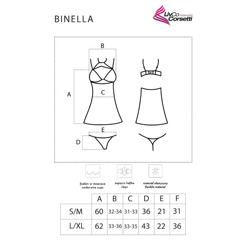 LIVCO CORSETTI FASHION - ENSEMBLE BINELLA BABYDOLL + THONG NOIR LIVCO CORSETTI SETS