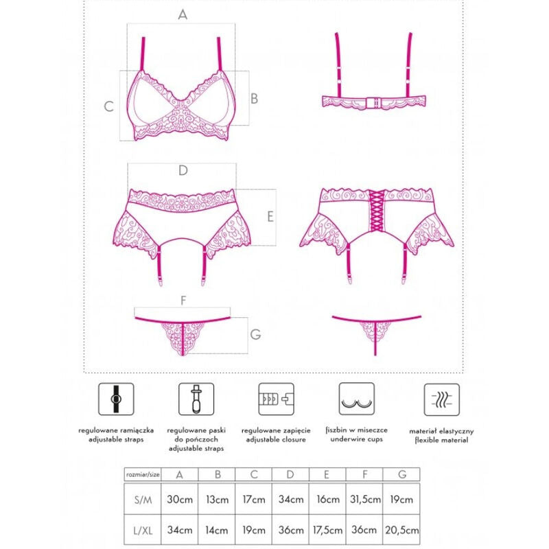 LIVCO CORSETTI FASHION - NAHIR LC 20214 SOUTIEN-GORGE + CULOTTE + PORTE-JARRETELLES S/M LIVCO CORSETTI SETS