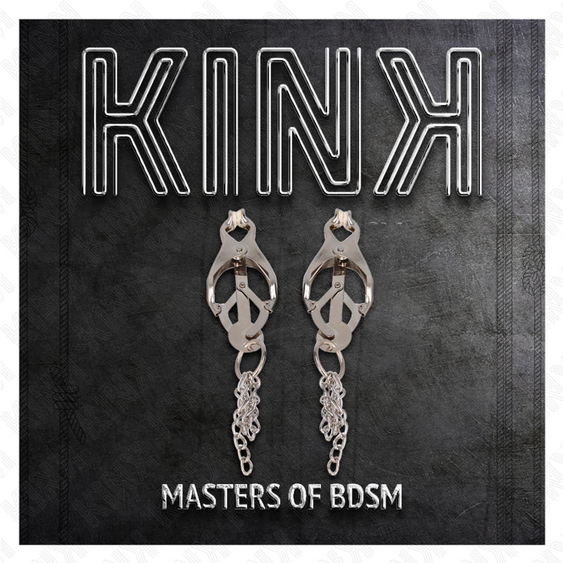 KINK - PINCES À METELLES TRÈFLE JAPONAIS AVEC PETITES CHAÎNES ARGENT KINK NIPPLE GRIP