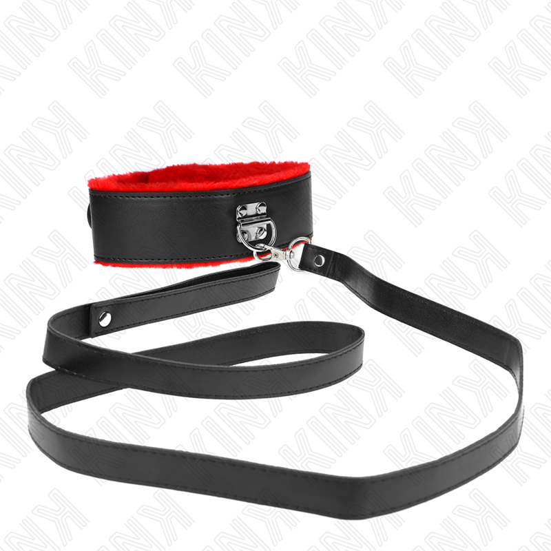 KINK - COLLIER AVEC CEINTURE 116 CM AVEC BRACELET EN CUIR ROUGE AJUSTABLE 40-48 CM X 6 CM KINK COLLAR & GAG