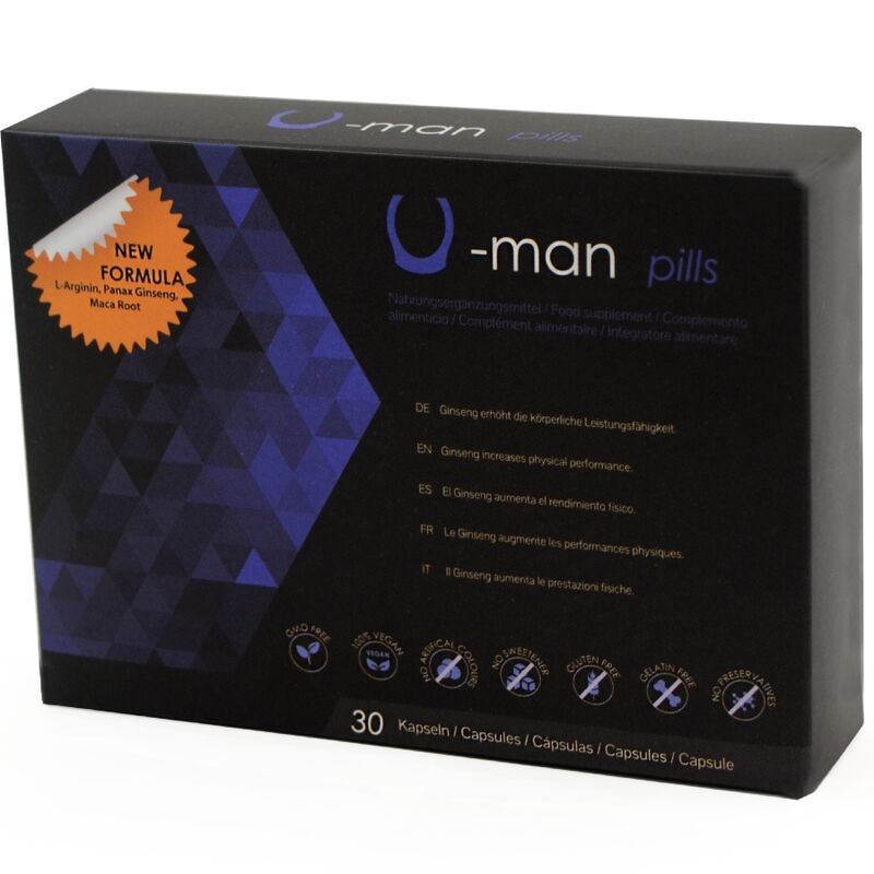500 COSMETICS - U-MAN AUGMENTE LA TAILLE DU PÉNIS ET LA PUISSANCE SEXUELLE - 30 CAPSULES 500COSMETICS