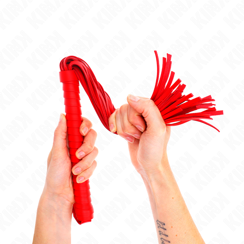 KINK - FOUET AVEC MANCHE TEXTURÉ ROUGE 48,5 CM KINK IMPACT & TOUCH