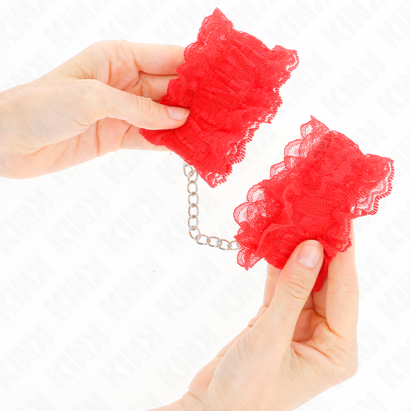 KINK - ATTENTES-POIGNETS ÉLASTIQUES EN DENTELLE ROUGE KINK WRIST RESTRAINT