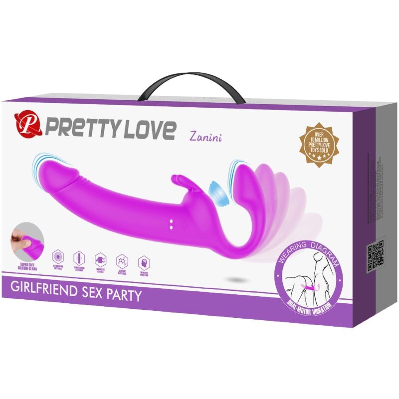 PRETTY LOVE - ZANINI STRAPLESS STRAP-ON 10 VIBRATIONS VIOLET PRETTY LOVE PARTY UP