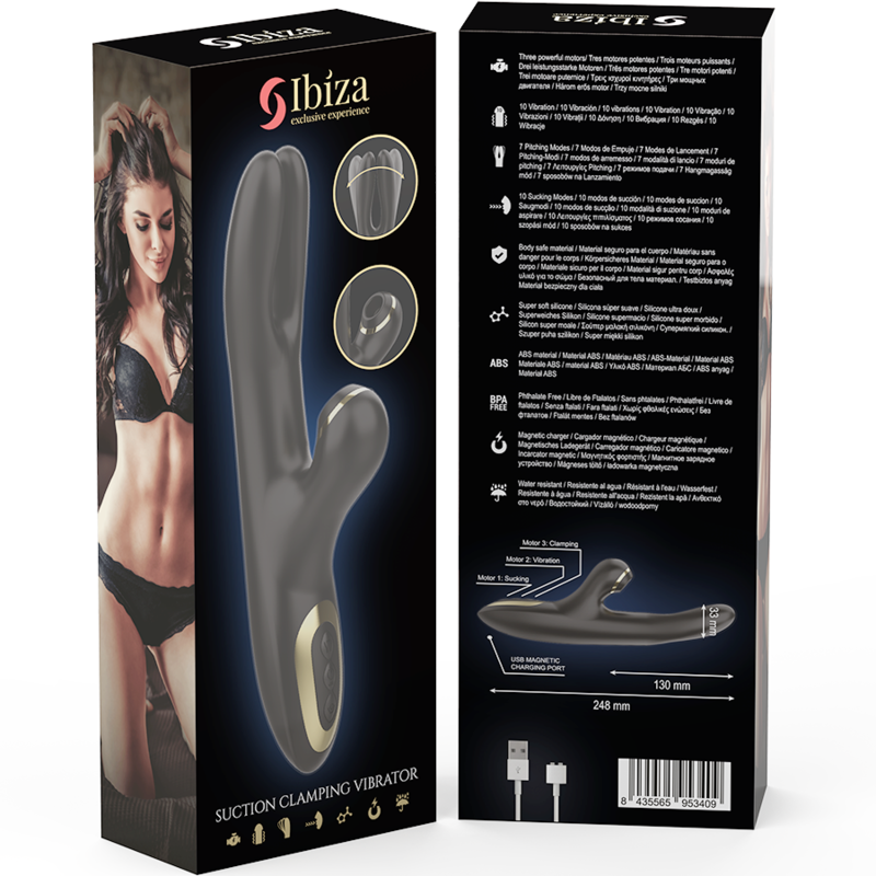 IBIZA - VIBRATEUR DOUBLE SERRAGE NOIR IBIZA TECHNOLOGY