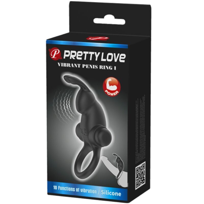 PRETTY LOVE - ANNEAU VIBRANT + STIMULATEUR DE CLITORIS RABBIT 10 VIBRATIONS NOIR PRETTY LOVE PARTY UP