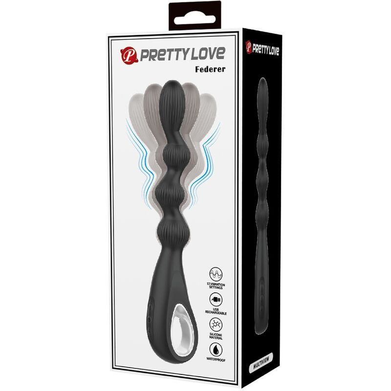 PRETTY LOVE - VIBRATEUR ANAL FEDERER 12 VIBRATIONS NOIR PRETTY LOVE