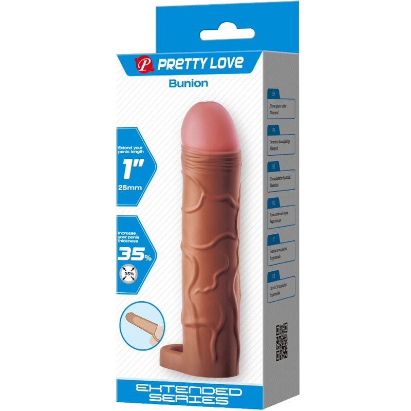 PRETTY LOVE - MANCHON DE PÉNIS POUR OIGNON AVEC EXTENSION DE 2,5 CM MULATTO PRETTY LOVE
