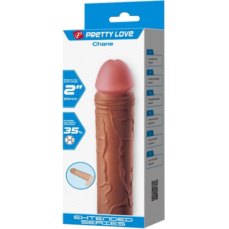 PRETTY LOVE - MANCHON DE PÉNIS CHANE AVEC EXTENSION DE 5 CM MULÂTRE PRETTY LOVE