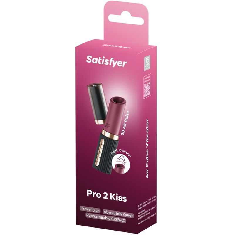 SATISFYER - STIMULATEUR DE CLITORIS PRO 2 KISS WAVE GRENAT / NOIR SATISFYER AIR PULSE