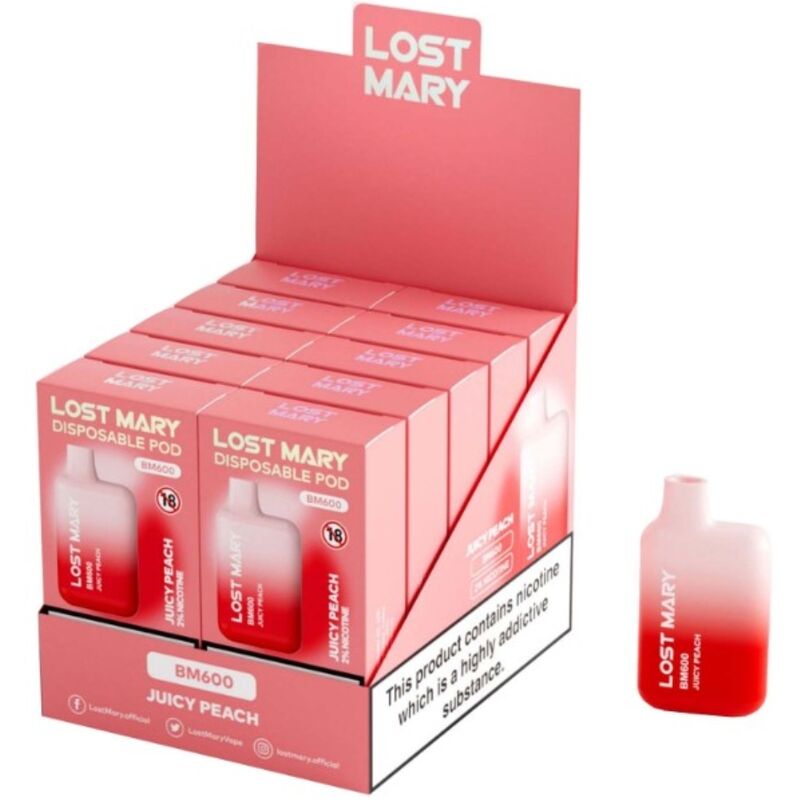 LOST MARY - BM600 VAPER NICOTINE 2% JETABLE PÊCHE JUCY LOST MARY