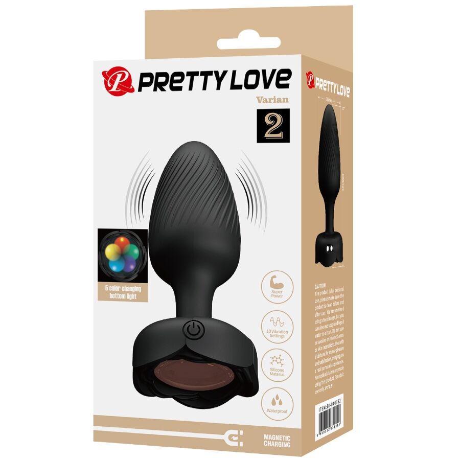 PRETTY LOVE - PLUG ANAL VARIAN AVEC LUMIÈRE LED NOIR 10,8 CM PRETTY LOVE