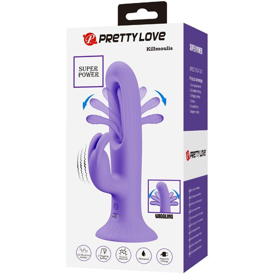 PRETTY LOVE - VIBRATEUR LAPIN KILLMOULIS 12 MODES DE VIBRATION VIOLET PRETTY LOVE