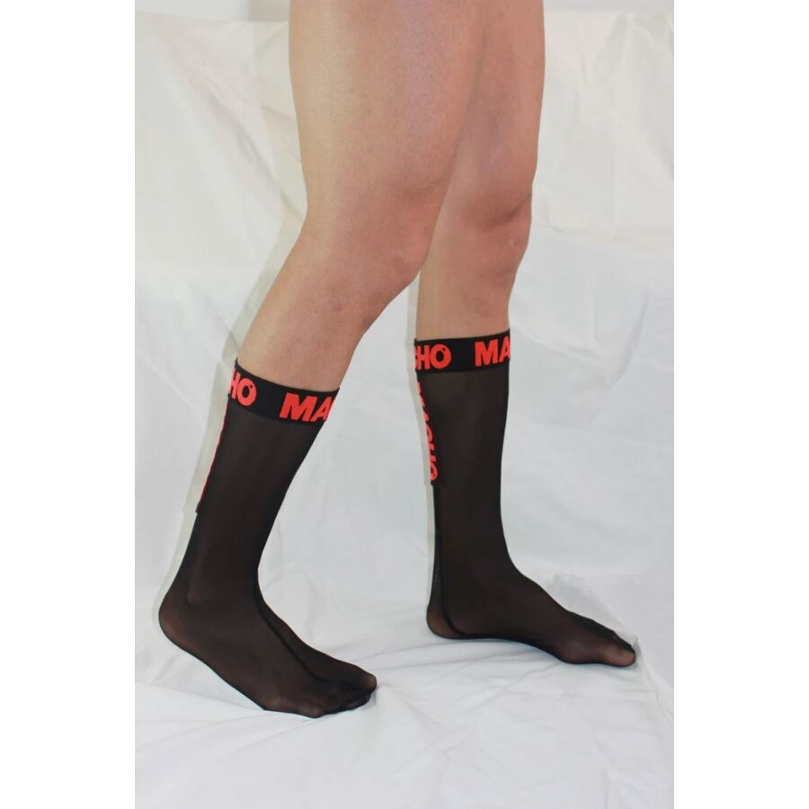 MACHO - CHAUSSETTES FINES TAILLE UNIQUE NOIR/ROUGE MACHO UNDERWEAR