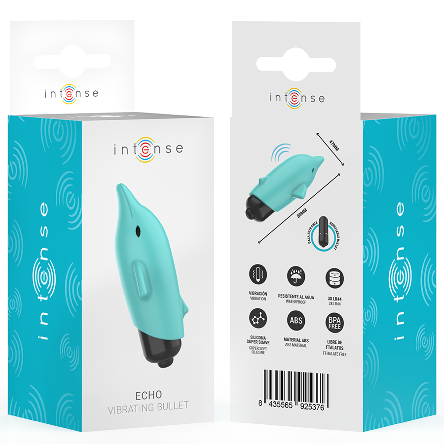 INTENSE - ECHO BALLE VIBRANTE BLEU DAUPHIN 8 X 4,7 CM INTENSE FUN TOYS