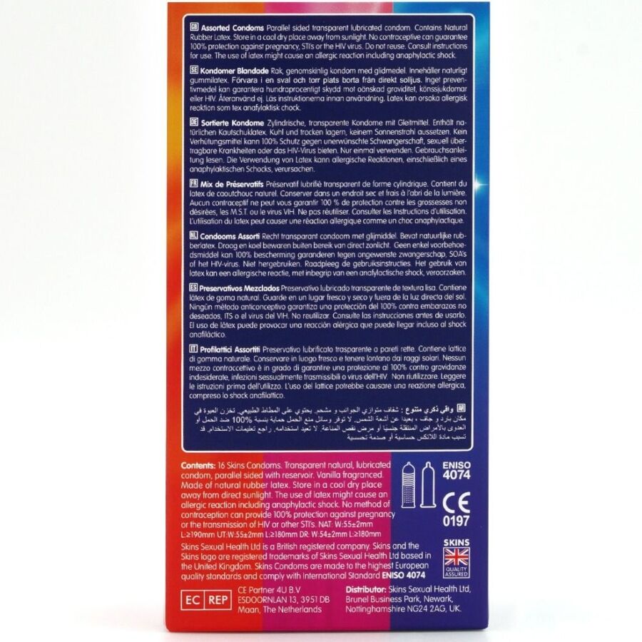 SKINS - PACK DE 16 PRÉSERVATIFS PREMIUM ASSORTIS SKINS