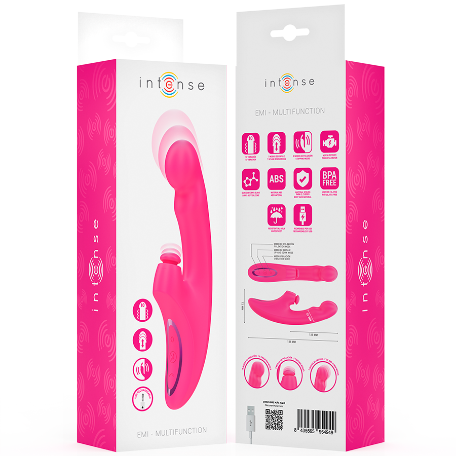 INTENSE - EMI VIBRATEUR 13,5 CM MULTIFONCTION 3 EN 1 10 VIBRATIONS ROSE INTENSE FUN TOYS