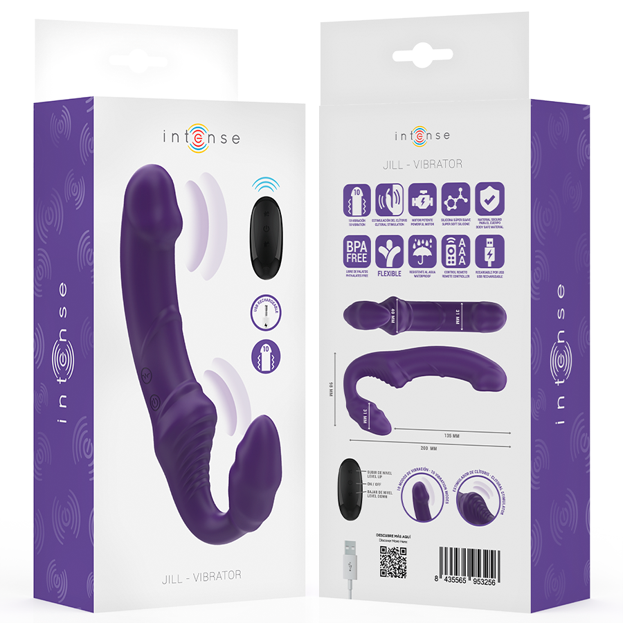 INTENSE - JILL DOUBLE VIBRATEUR 20 CM VIOLET TÉLÉCOMMANDE INTENSE FUN TOYS