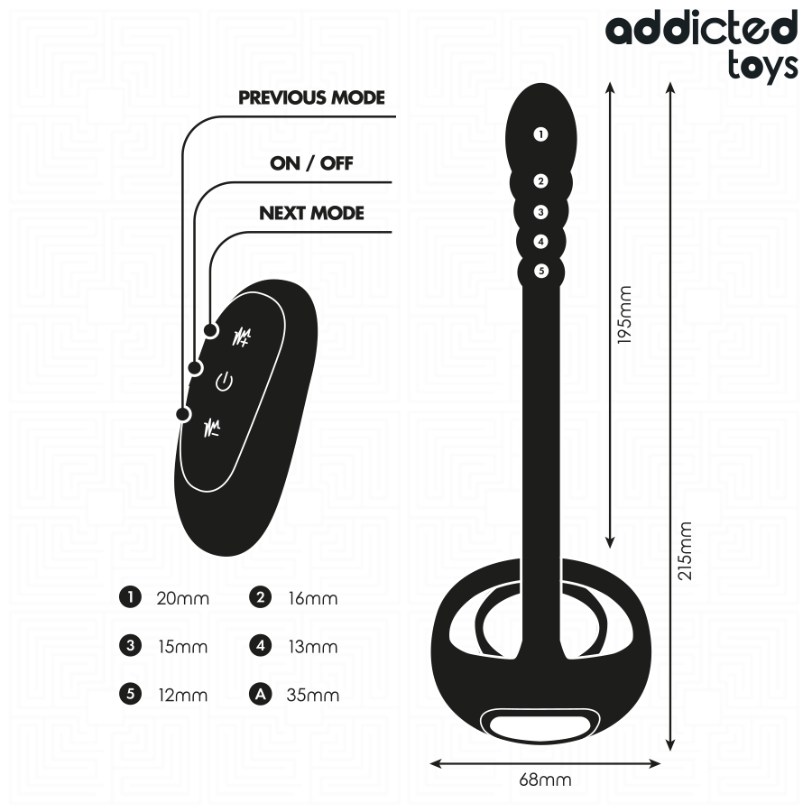 ADDICTED TOYS - ANNEAU PÉNITENTIAIRE VIBRANT POUR POINT P AVEC TÉLÉCOMMANDE ADDICTED TOYS