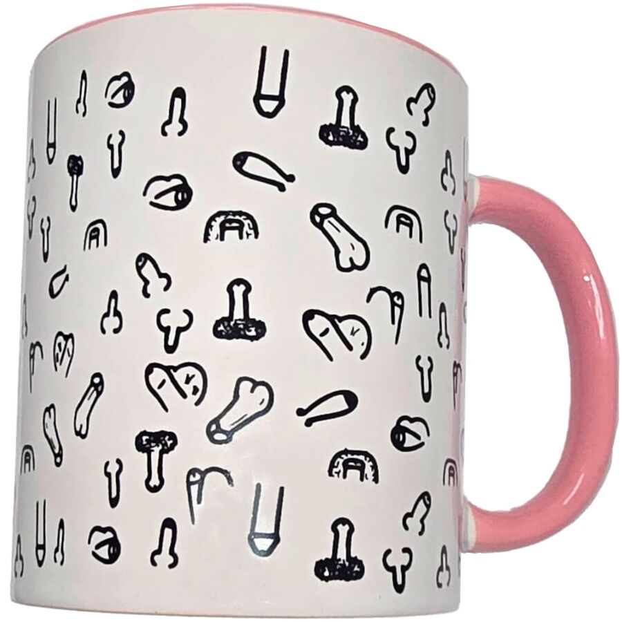 DIABLO PICANTE - TASSE PÉNIS BLANC AVEC ANSE ROSE 370 M DIABLO PICANTE