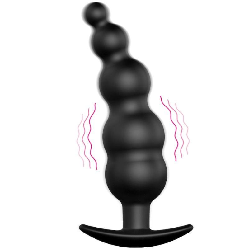 PRETTY LOVE - PLUG ANAL SILICONE EXTRA STIMULATION ET 12 MODES DE VIBRATION NOIR PRETTY LOVE BOTTOM