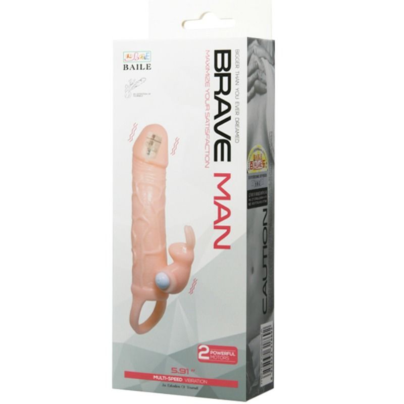 BAILE - COUVERCLE DE PÉNIS BRAVE MAN AVEC CHAIR DE LAPIN ET DOUBLE MOTEUR 16.5 CM BAILE FOR HIM