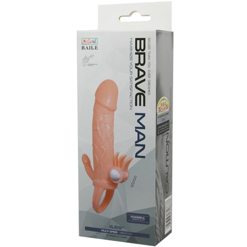 BAILE - COUVRE-PÉNIS BRAVE MAN AVEC CHAIR DE STIMULATION CLIT ET ANAL 16.5 CM BAILE FOR HIM