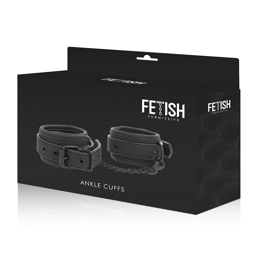 FETISH SUBMISSIVE - CHEVILLES EN CUIR VÉGÉTALIEN AVEC DOUBLURE EN NOPRÈNE FETISH SUBMISSIVE BONDAGE