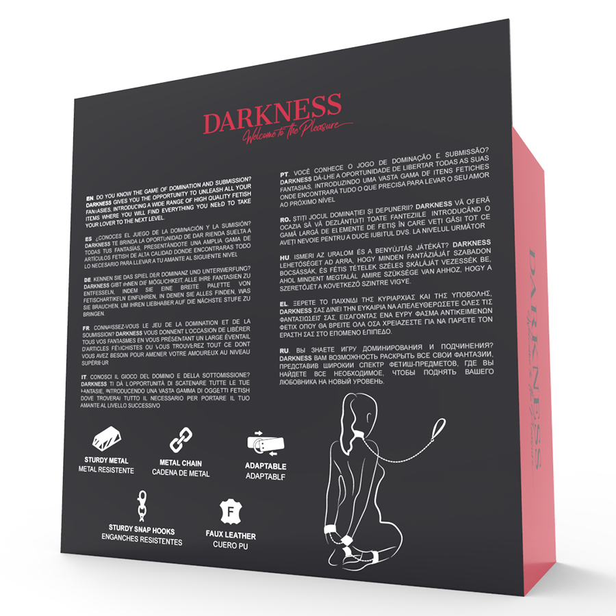 DARKNESS - MENOTTES ET COLLIER EN CUIR NOIR DARKNESS