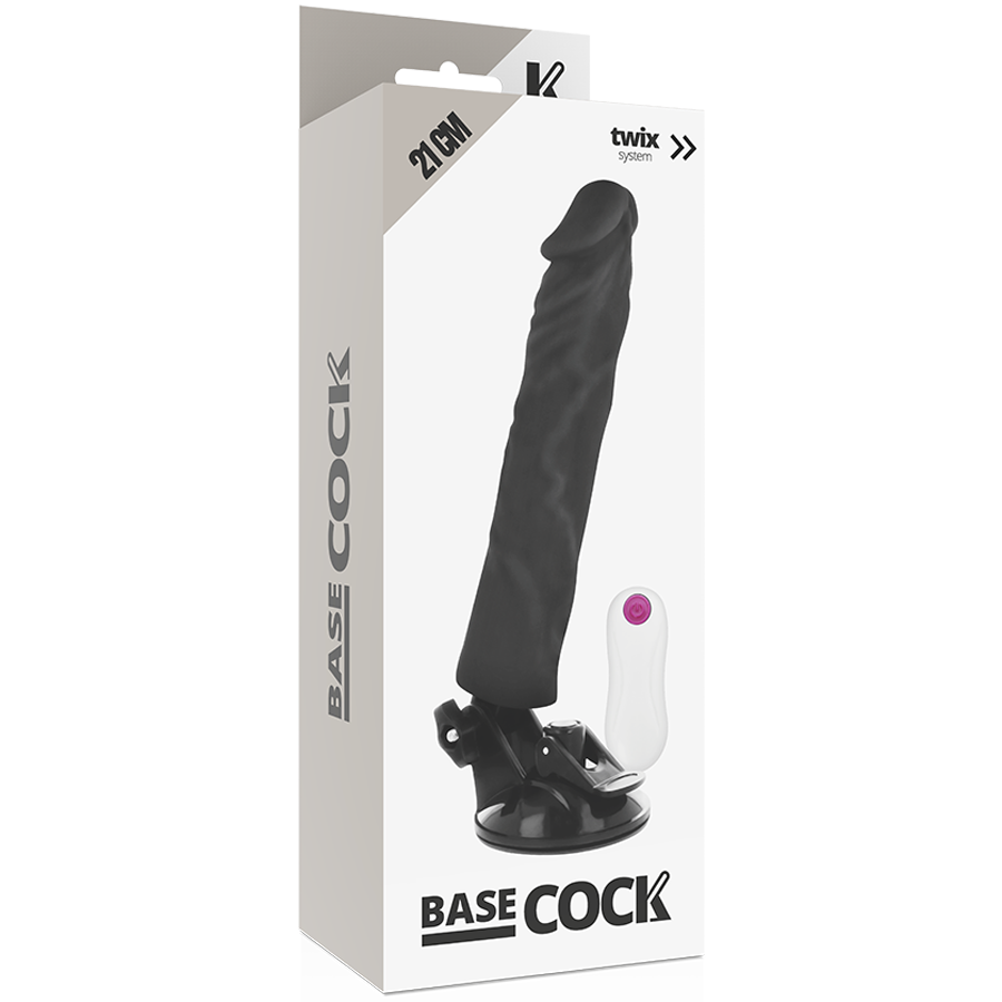BASECOCK - VIBRATEUR RÉALISTE TÉLÉCOMMANDE NOIR 21 CM -O- 4 CM BASECOCK