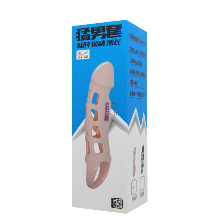 BAILE - COUVERTURE DEXTENSION DE PÉNIS AVEC VIBRATION ET SANGLE NATURELLE 13,5 CM BAILE FOR HIM