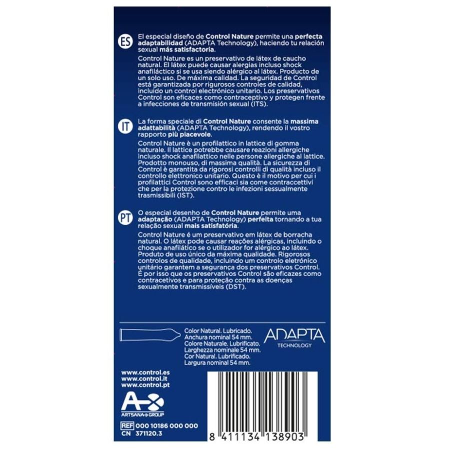 CONTROL - PRÉSERVATIFS ADAPTA NATURE 12 UNITÉS CONTROL CONDOMS