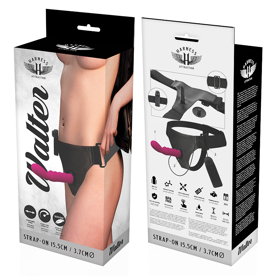 HARNESS ATTRACTION - RNES WALTER AVEC VIBRATION 15.5 CM -O- 3.7 CM HARNESS ATTRACTION