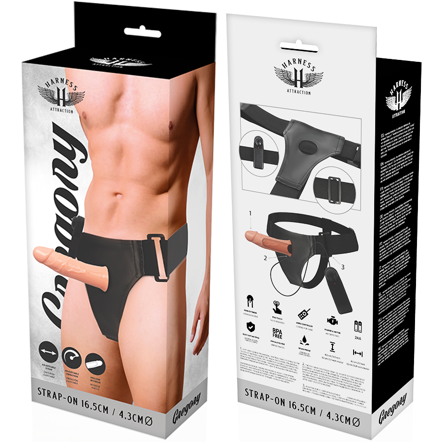 HARNESS ATTRACTION - GREGORY HOLLOW RNES AVEC VIBRATEUR 16.5 CM -O- 4.3 CM HARNESS ATTRACTION
