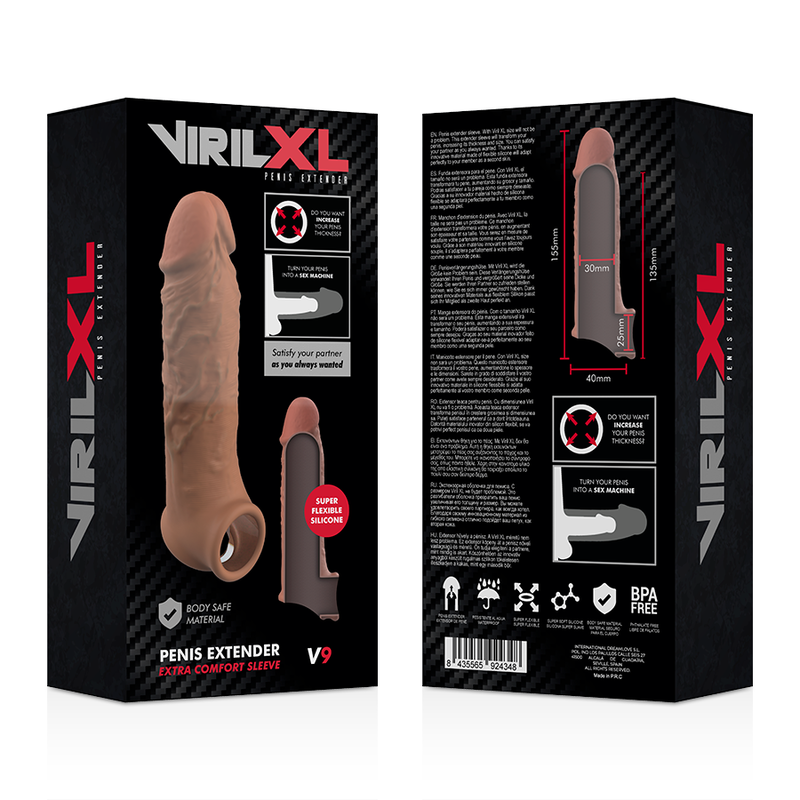 VIRILXL - EXTENSION DE PÉNIS MARRON EN SILICONE LIQUIDE V9 VIRILXL