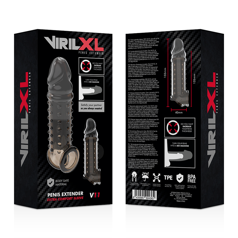 VIRILXL - EXTENSION ET GAINE DE PÉNIS V11 NOIR VIRILXL