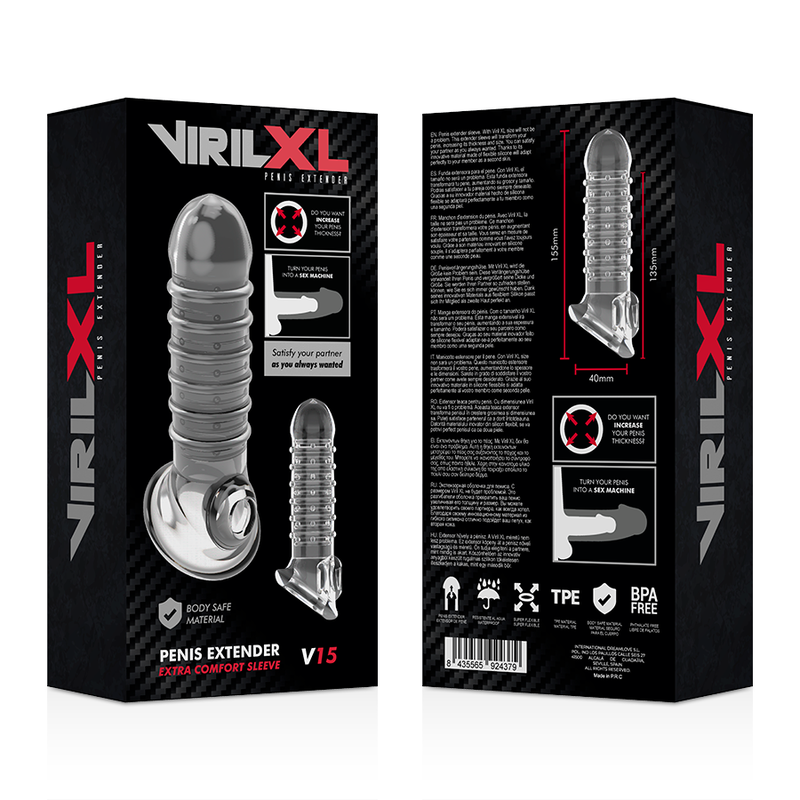 VIRILXL - EXTENSION DE PÉNIS ET GAINE V15 TRANSPARENTE VIRILXL