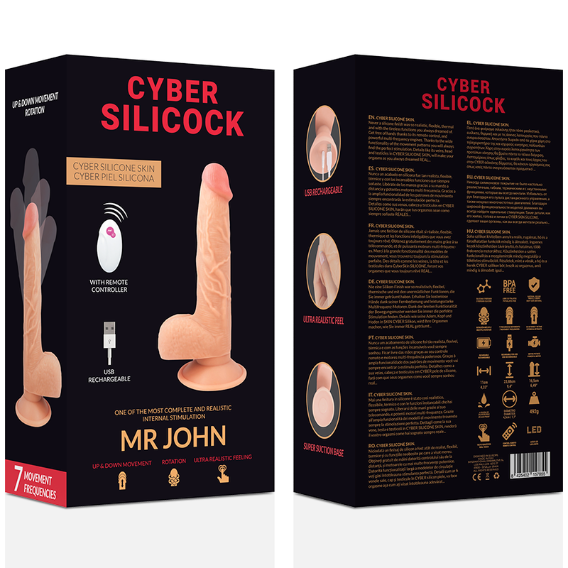 CYBER SILICOCK - TÉLÉCOMMANDE RÉALISTE MR JOHN 23.88 CM -O- 4.3 CM CYBER SILICOCK