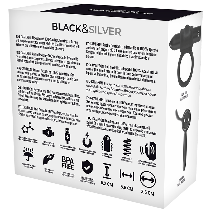 BLACK&SILVER - COCKRING À TÉLÉCOMMANDE CAMERON WATCHME BLACK&SILVER