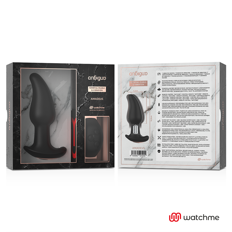 ANBIGUO - VIBRATEUR ANAL PLUG TÉLÉCOMMANDE WATCHME AVEC ROTATION DES PERLES AMADEUS ANBIGUO