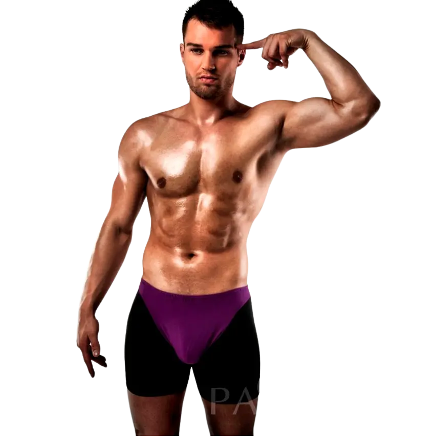 PASSION - BOXER 009 LINGERIE EROTIQUE LILAS/NOIR S/M PASSION MEN