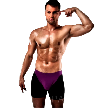 PASSION - BOXER 009 LINGERIE EROTIQUE LILAS/NOIR S/M PASSION MEN